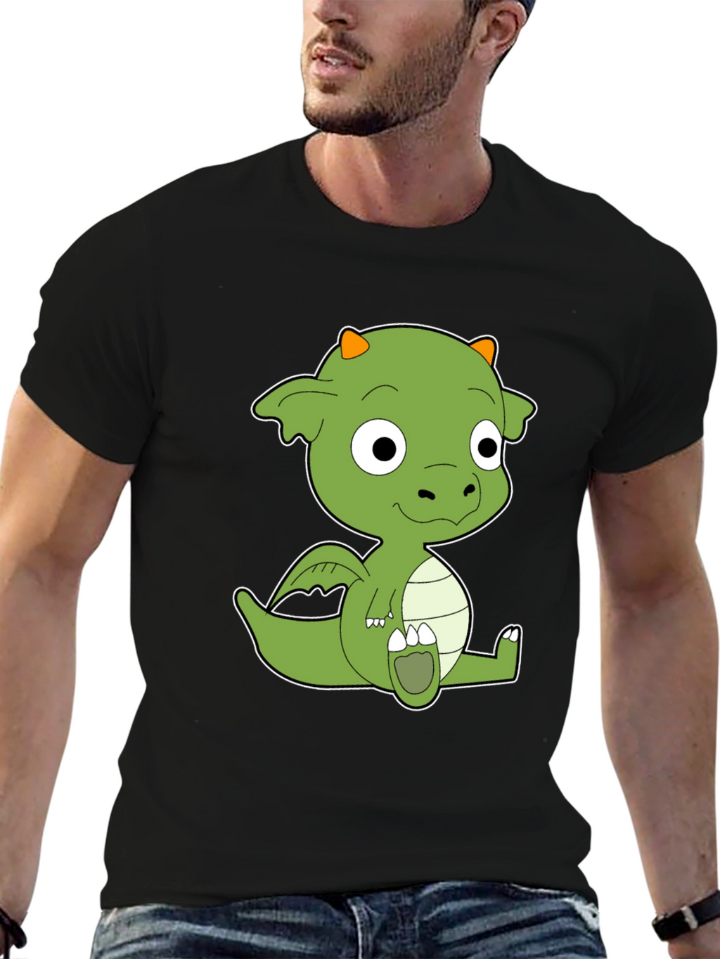 Cute Cartoon Dragon Black T-Shirt