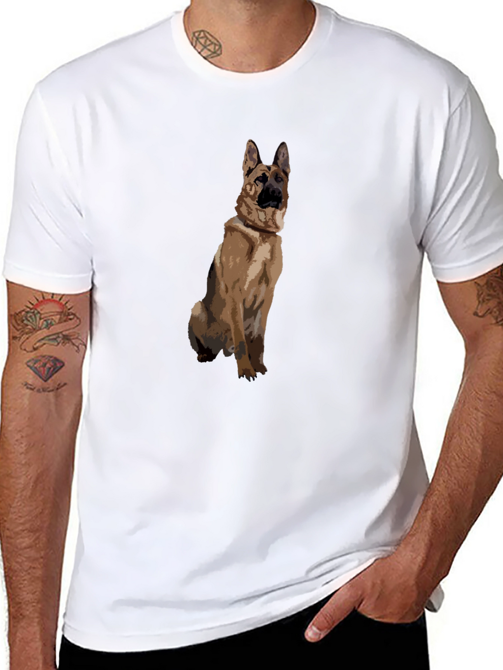German Shepherd Graphic Black T-Shirt