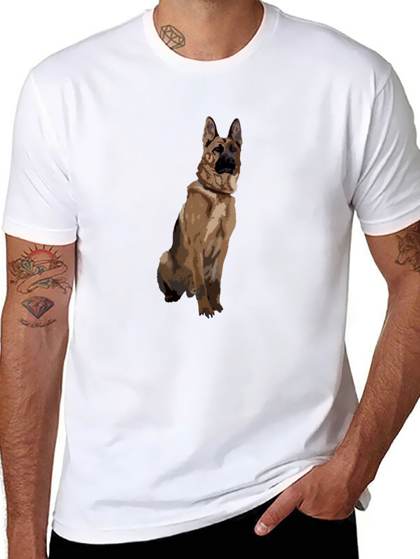 German Shepherd Graphic Black T-Shirt