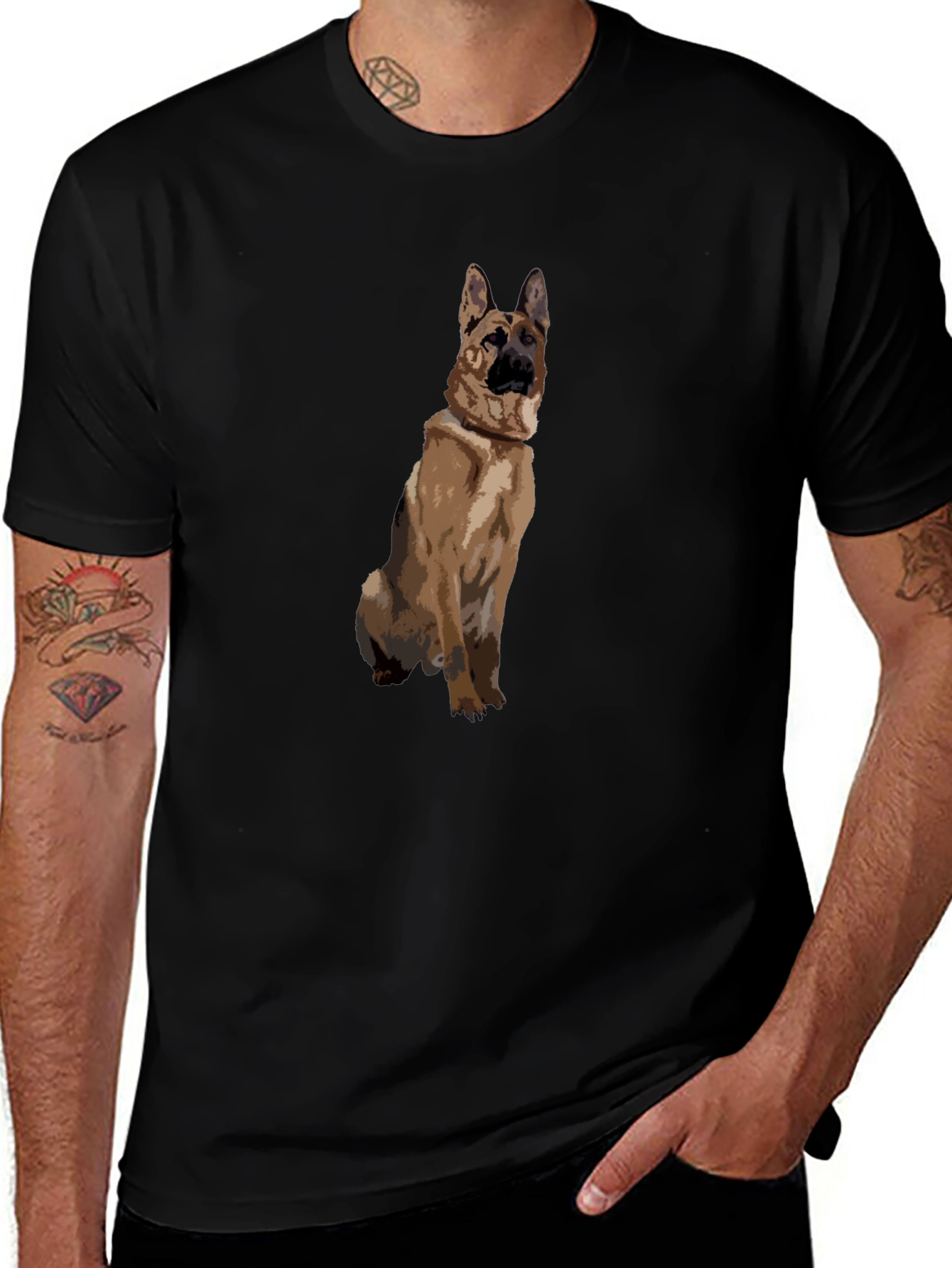 German Shepherd Graphic Black T-Shirt