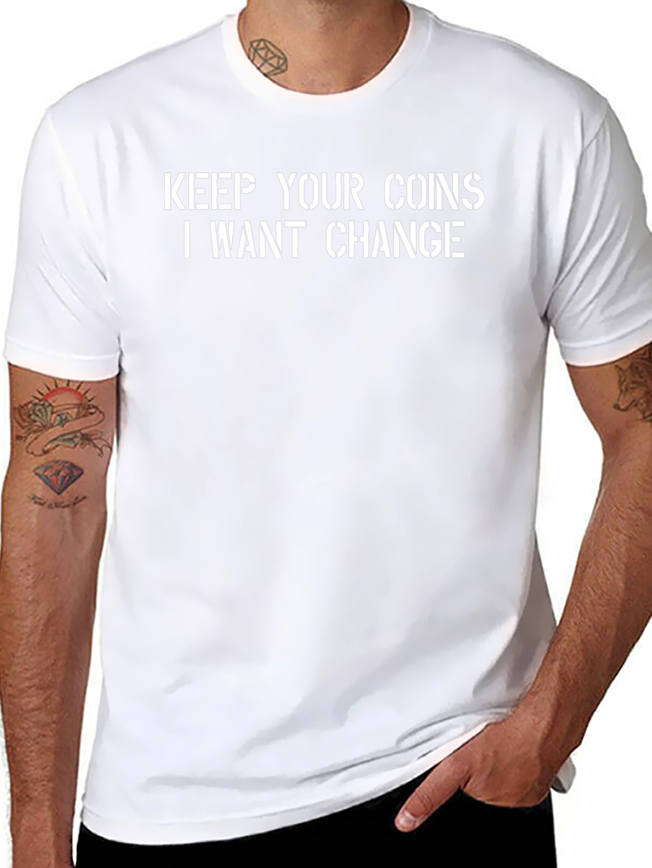 Keep Your Coins Change T-Shirt - Black Crew Neck