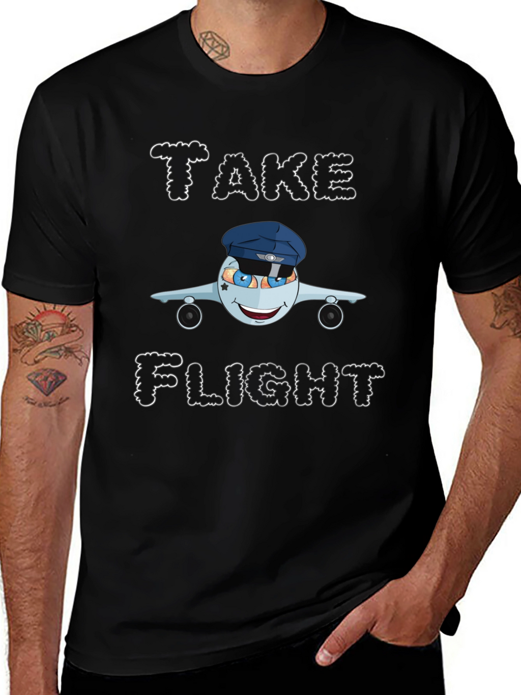 Take Flight Cartoon Airplane Graphic Tee