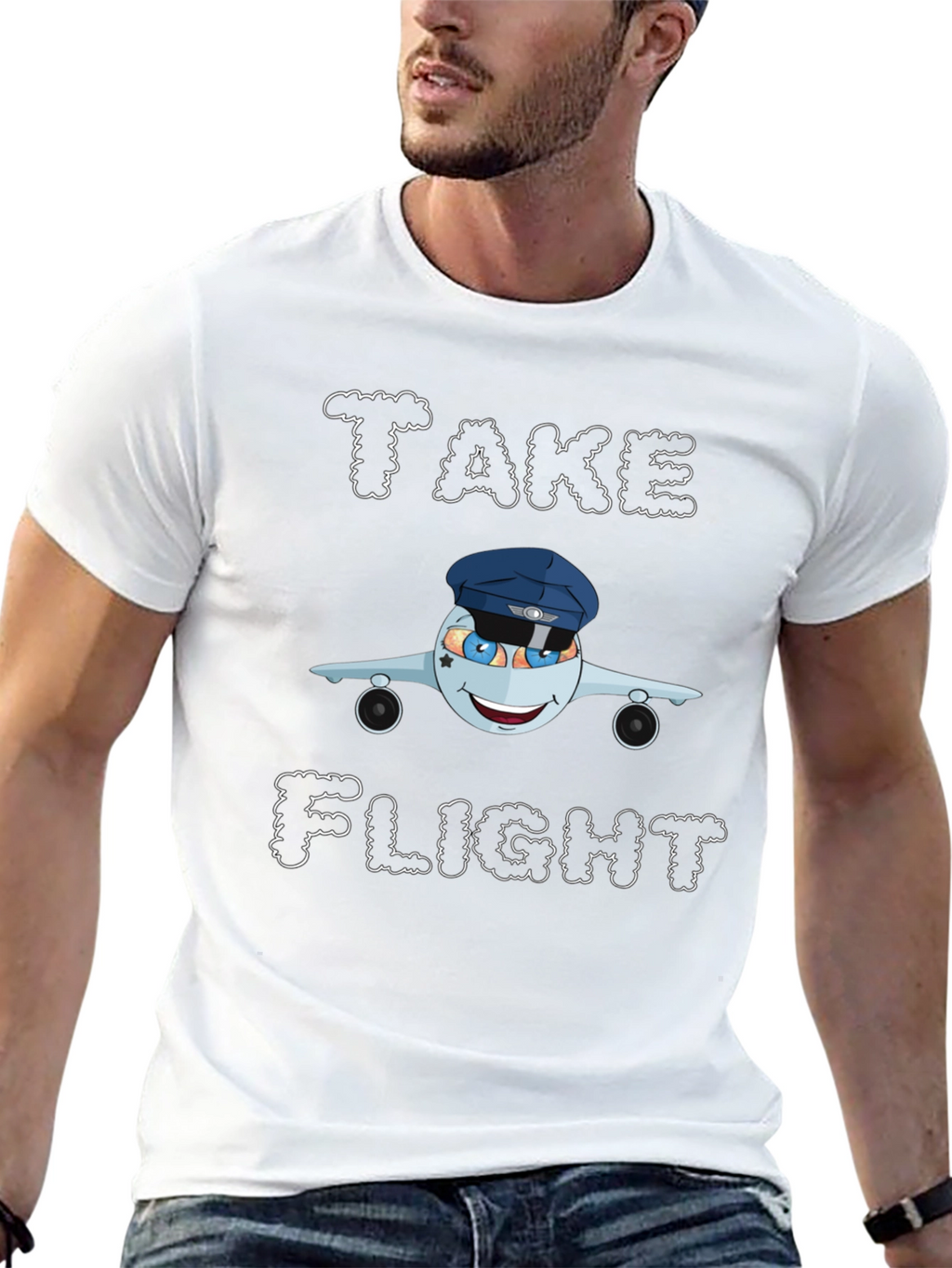 Take Flight Cartoon Airplane Graphic Tee
