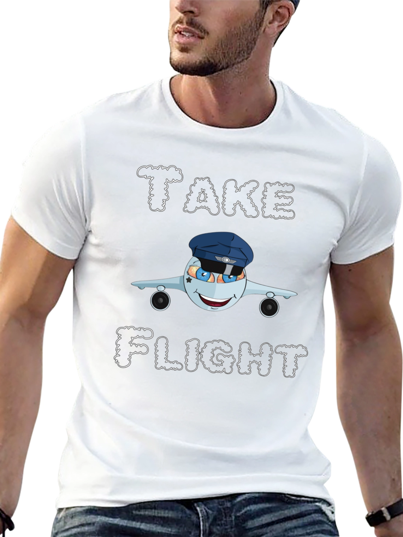 Take Flight Cartoon Airplane Graphic Tee
