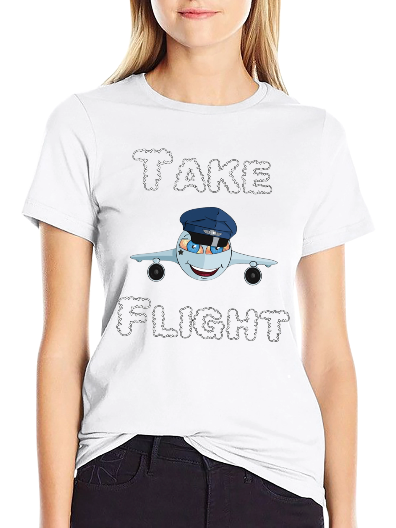 Take Flight Cartoon Airplane Graphic Tee
