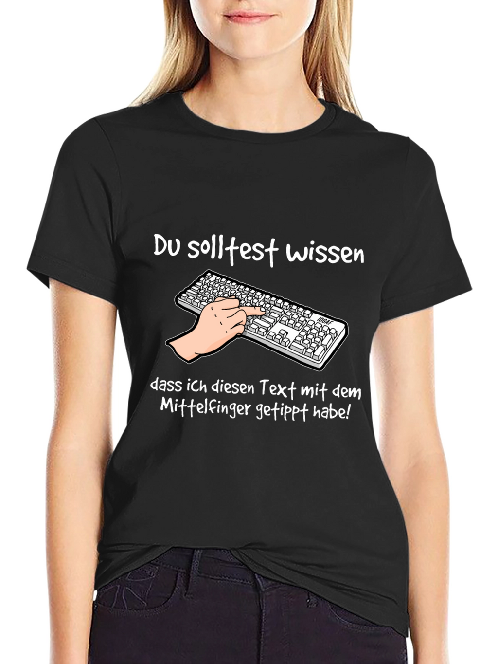Humorous Middle Finger Typing T-Shirt