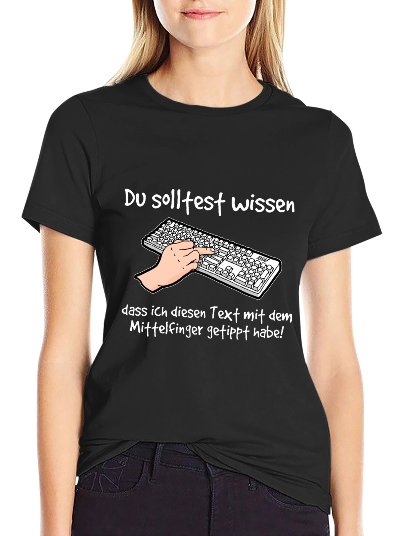 Humorous Middle Finger Typing T-Shirt
