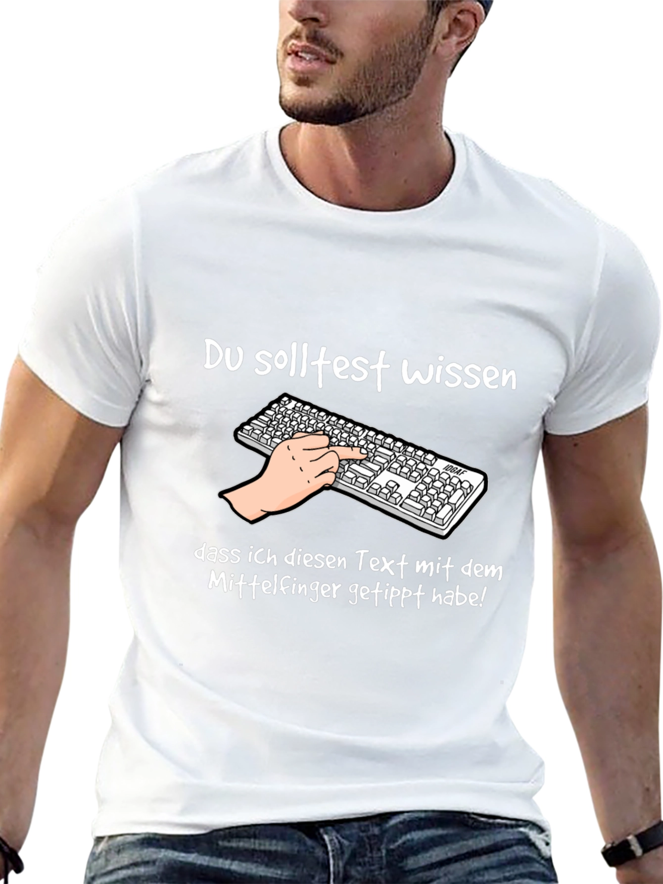 Humorous Middle Finger Typing T-Shirt
