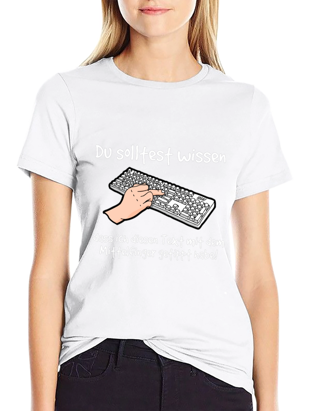 Humorous Middle Finger Typing T-Shirt
