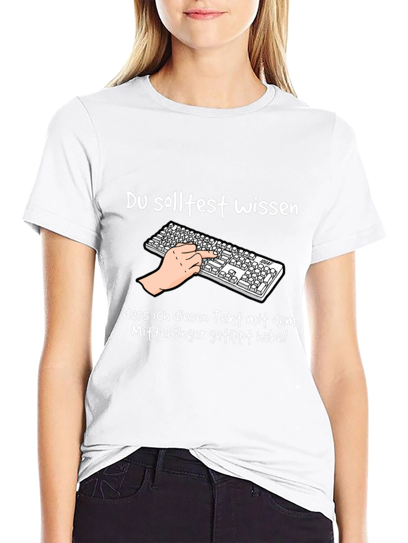 Humorous Middle Finger Typing T-Shirt