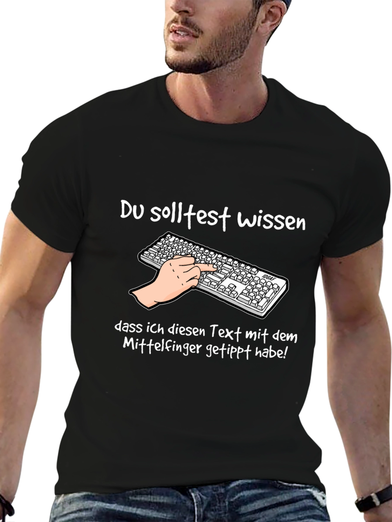 Humorous Middle Finger Typing T-Shirt