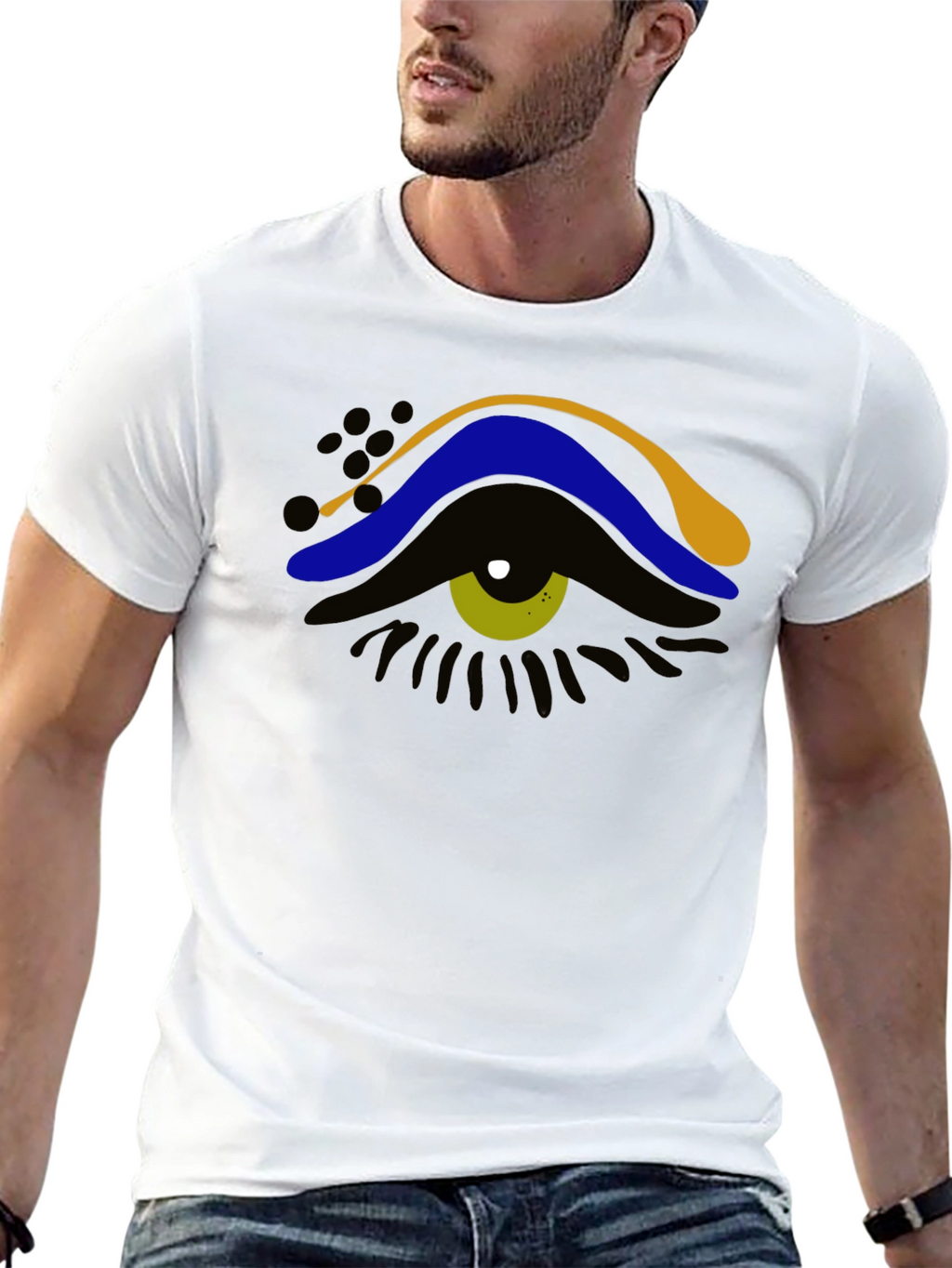 Abstract Eye Graphic Tee - Stylish Mens Black T-Shirt