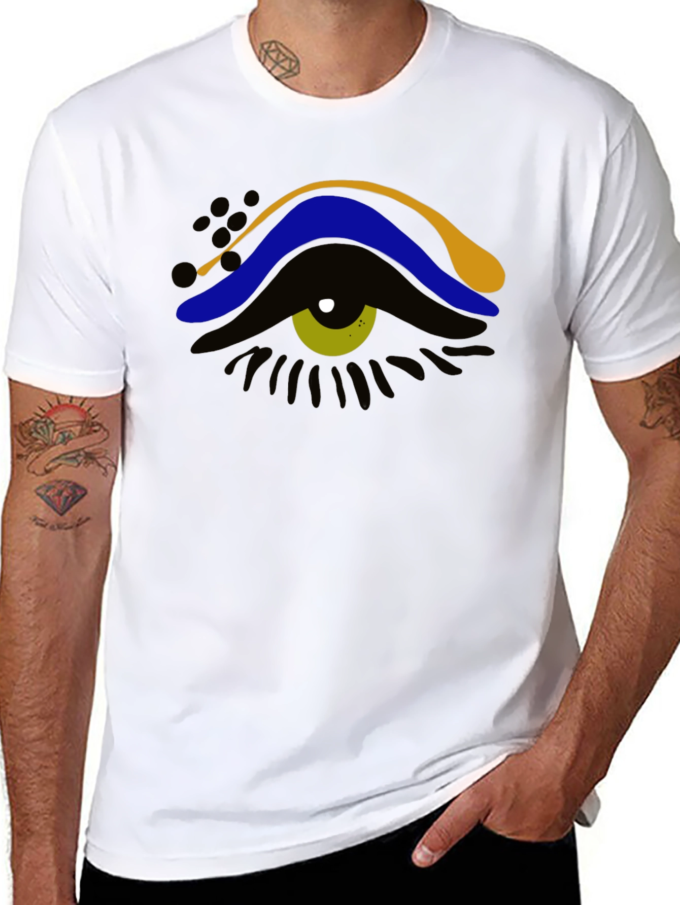 Abstract Eye Graphic Tee - Stylish Mens Black T-Shirt