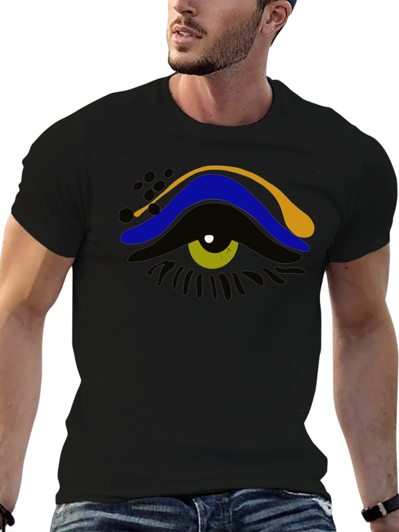 Abstract Eye Graphic Tee - Stylish Mens Black T-Shirt