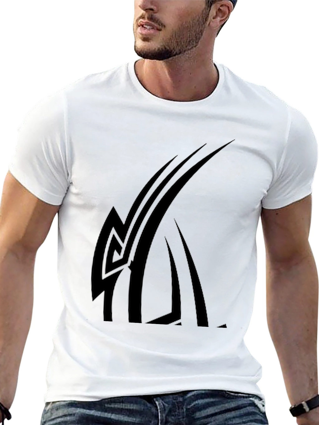 Black Graphic Tee - Modern Tribal Design