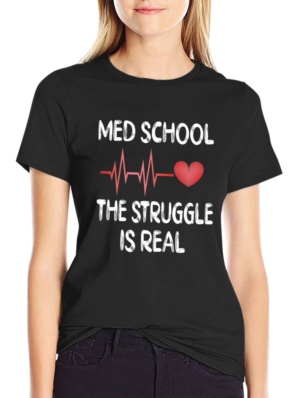 Med School Struggle T-Shirt - Heartbeat Design