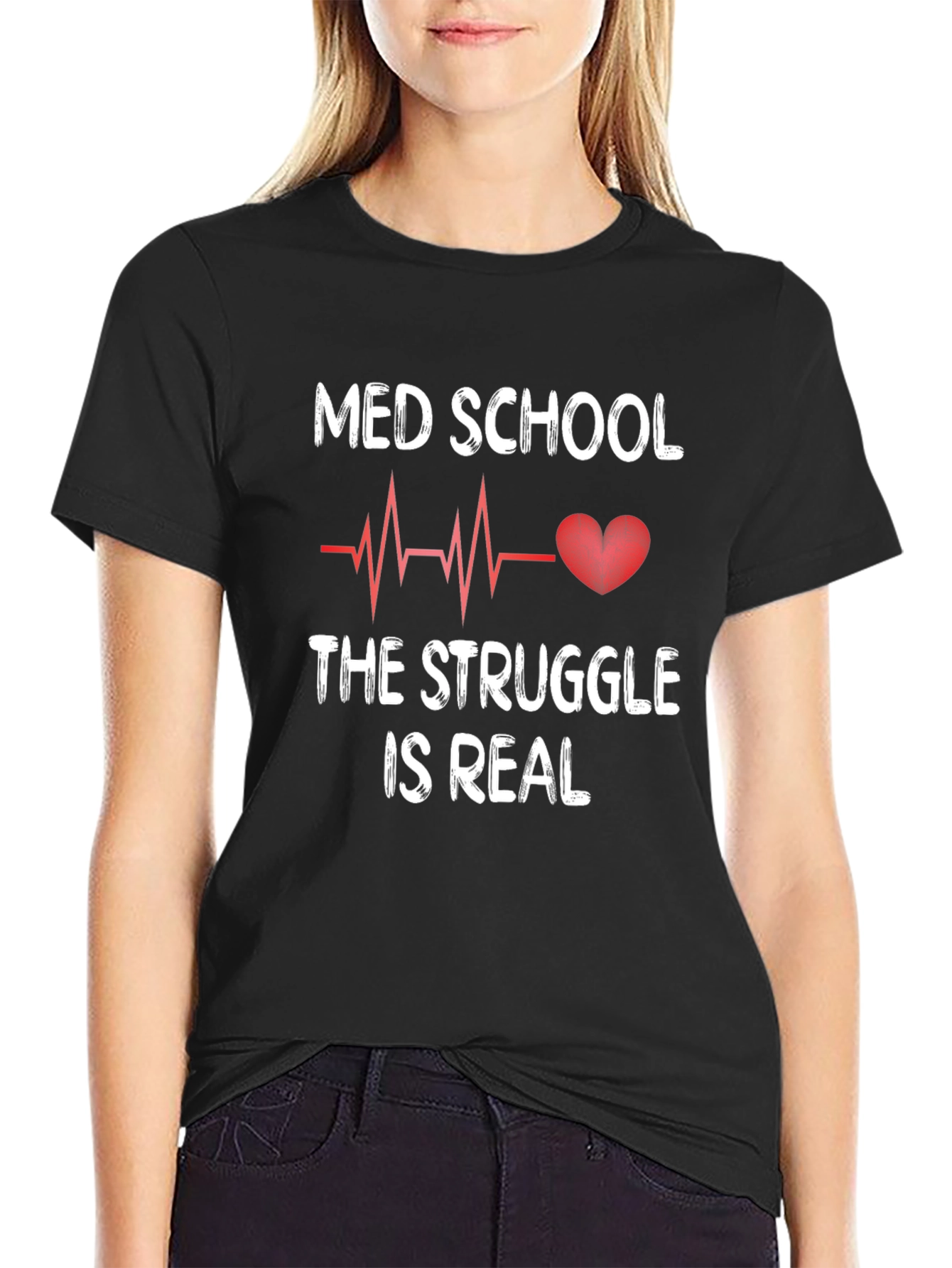 Med School Struggle T-Shirt - Heartbeat Design