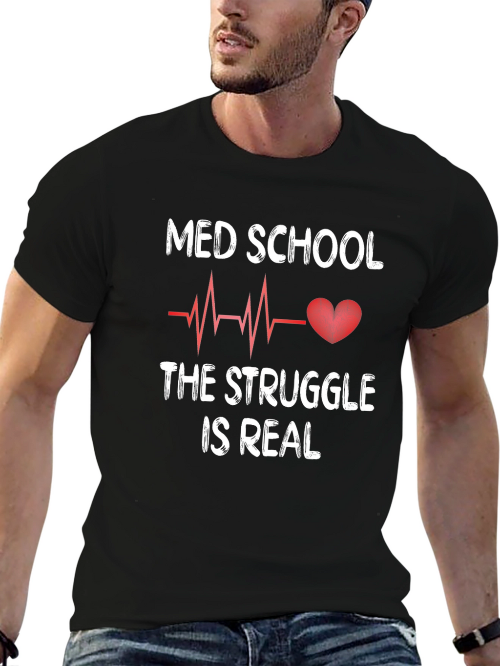 Med School Struggle T-Shirt - Heartbeat Design
