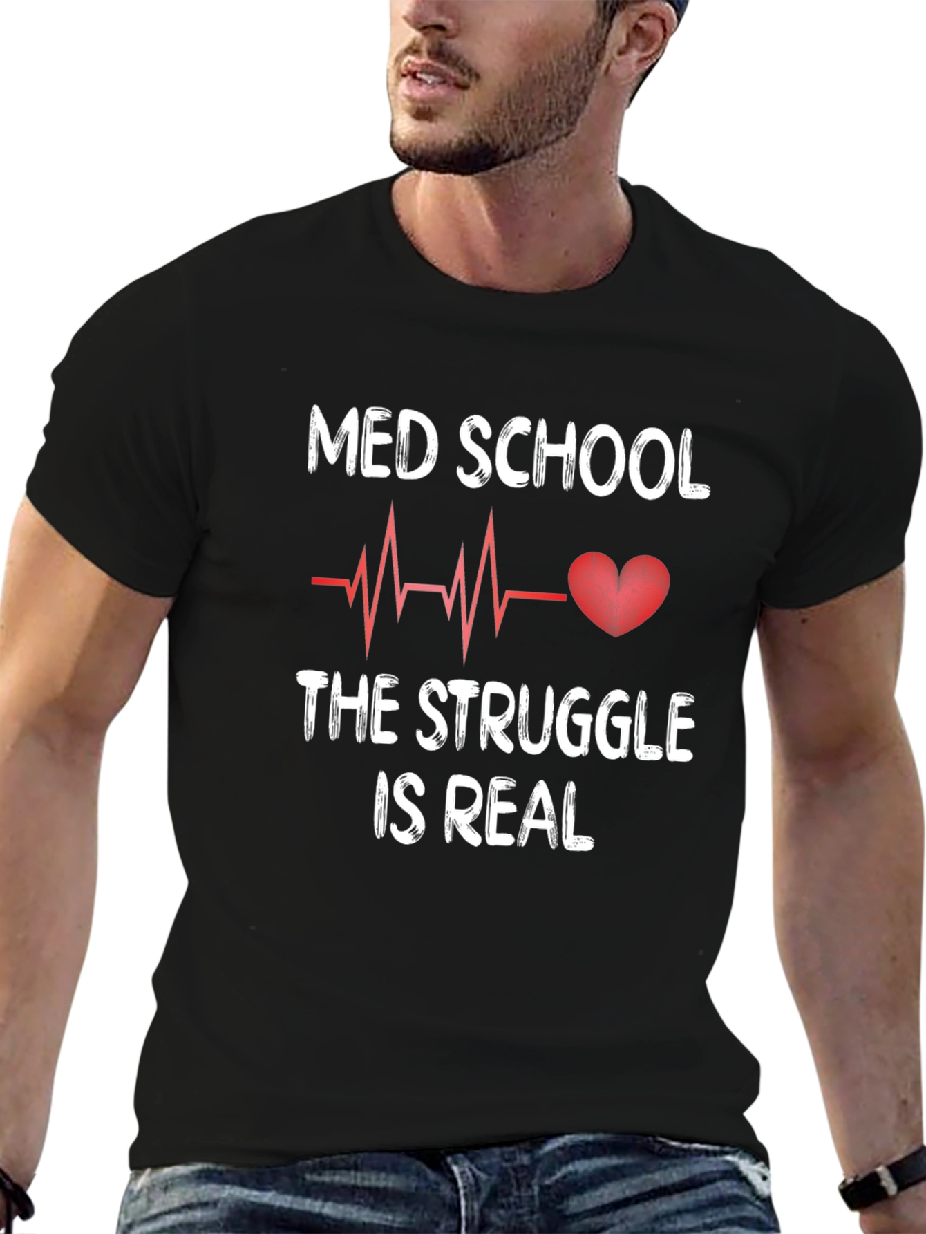 Med School Struggle T-Shirt - Heartbeat Design
