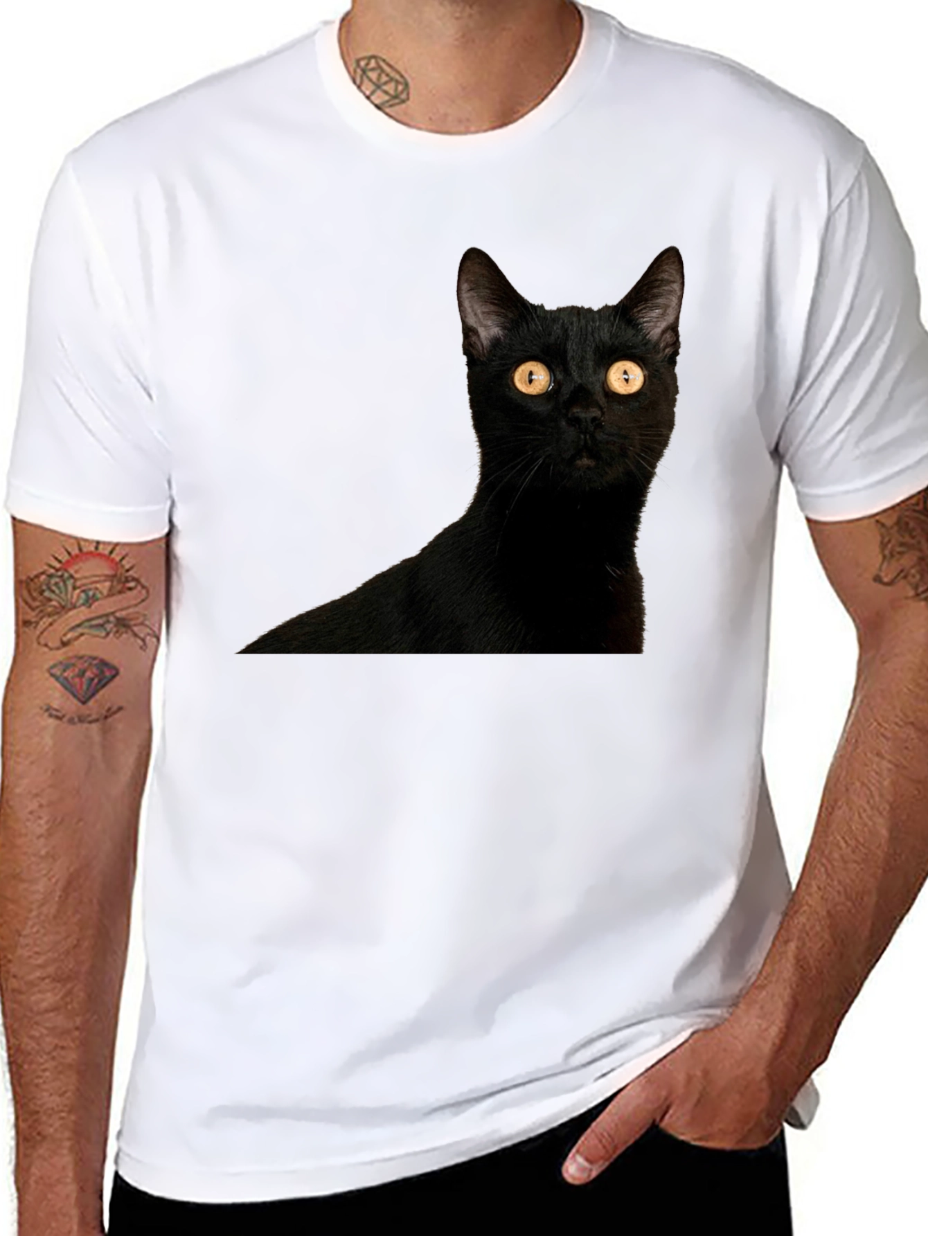 Black Cat Graphic T-Shirt - Mens Fashion Tee