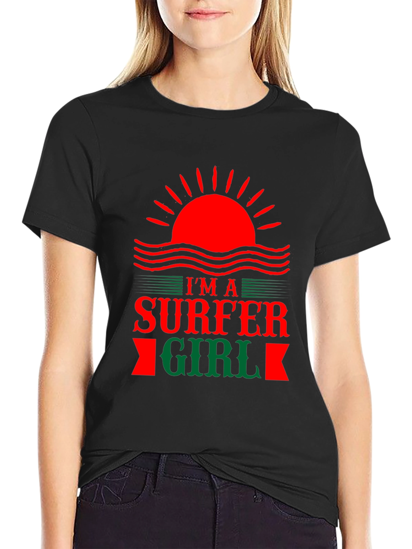 Im a Surfer Girl Black Graphic Tee