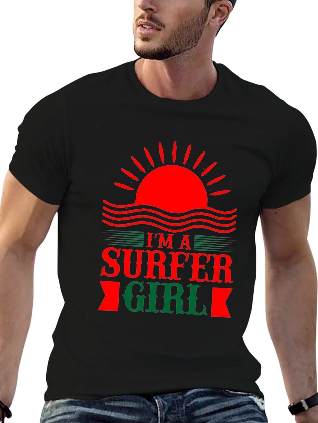 Im a Surfer Girl Black Graphic Tee