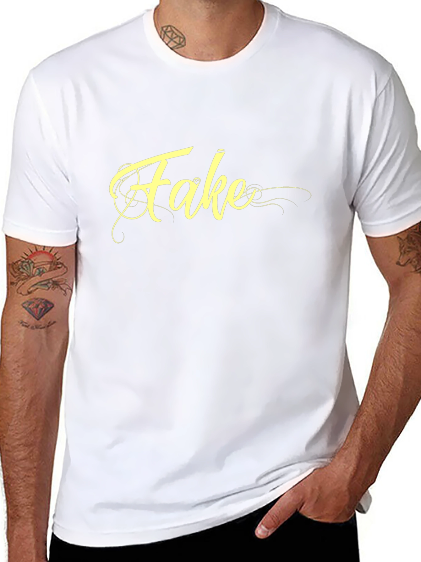 Fake Graphic Print Black T-Shirt
