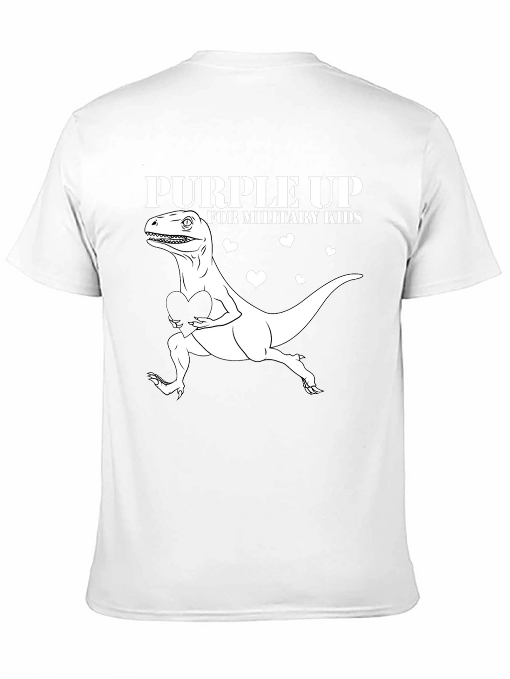 Purple Up Military Kids Dinosaur Heart T-Shirt