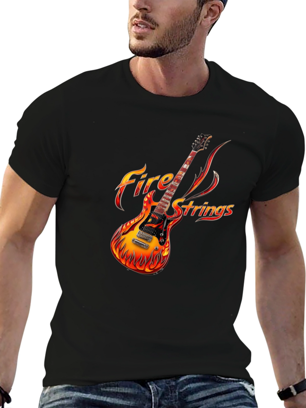 Fiery Guitar Graphic Tee - Rock Concert Ready