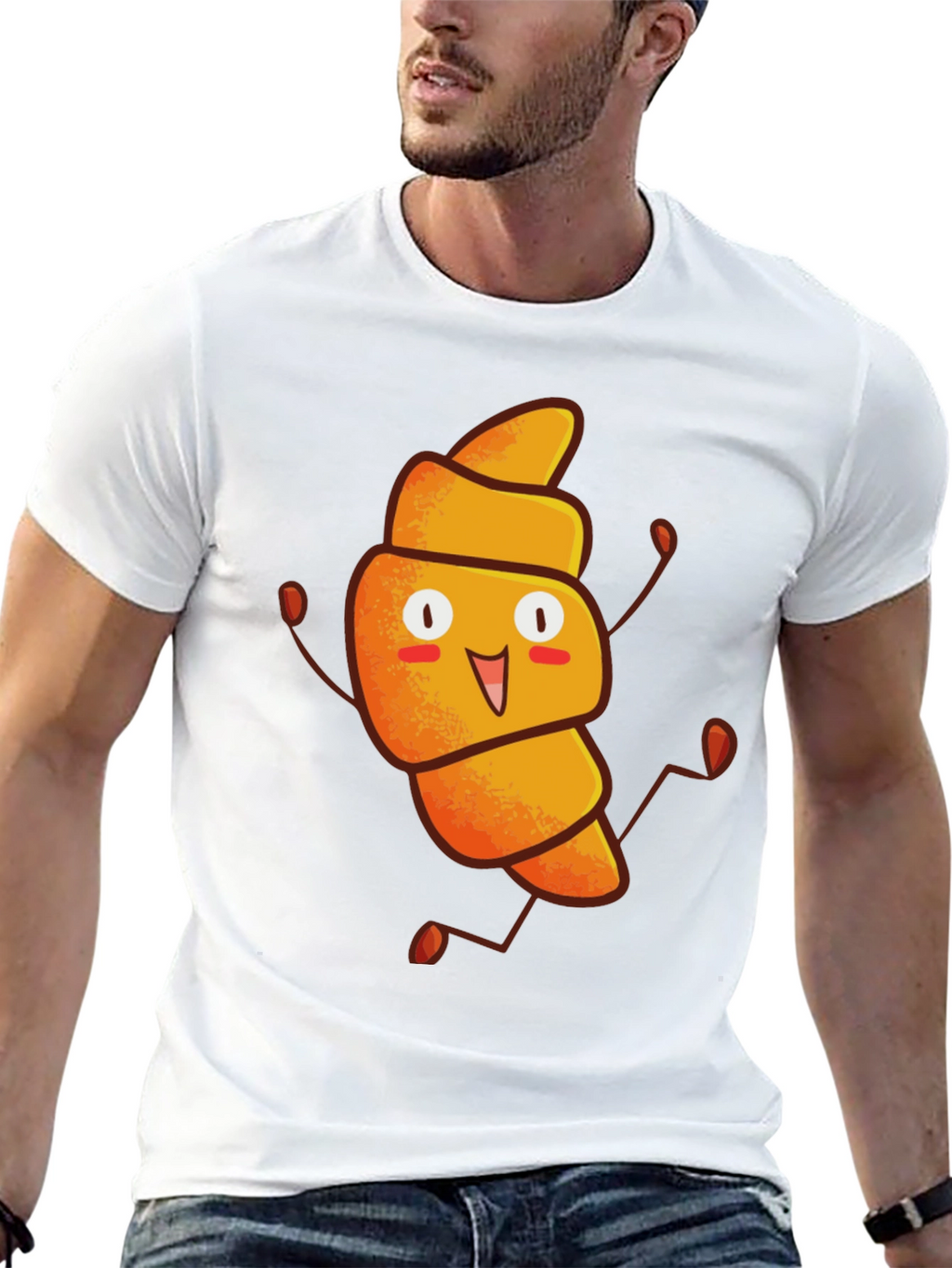 Funny Croissant Cartoon T-Shirt