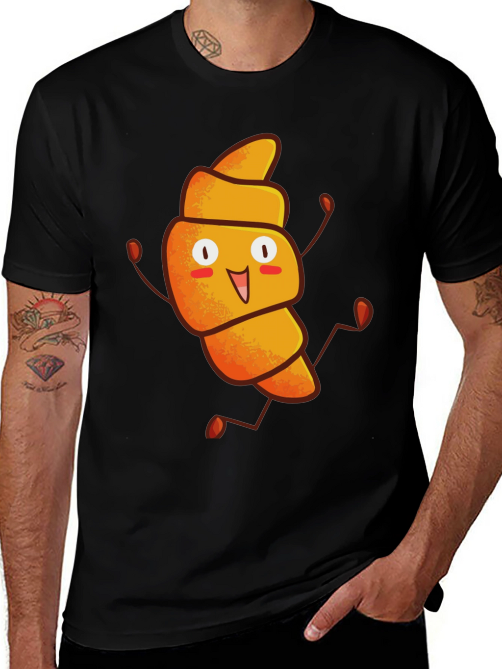 Funny Croissant Cartoon T-Shirt