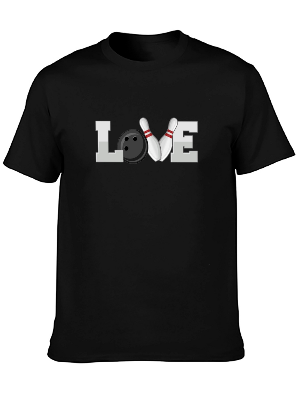 Bowling Love Graphic T-Shirt - Black Crew Neck Tee
