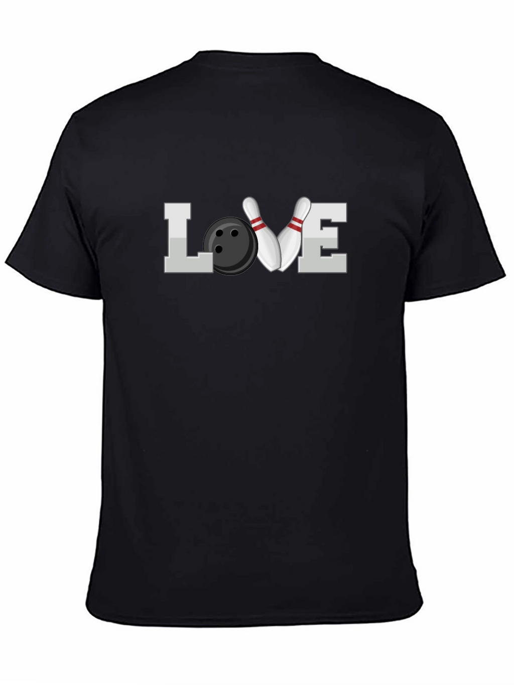 Bowling Love Graphic T-Shirt - Black Crew Neck Tee