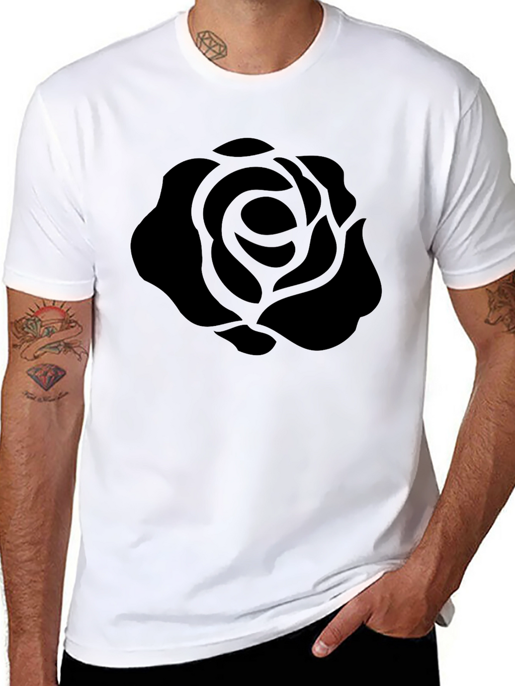 Black Rose Graphic T-Shirt - Stylish Mens Tee
