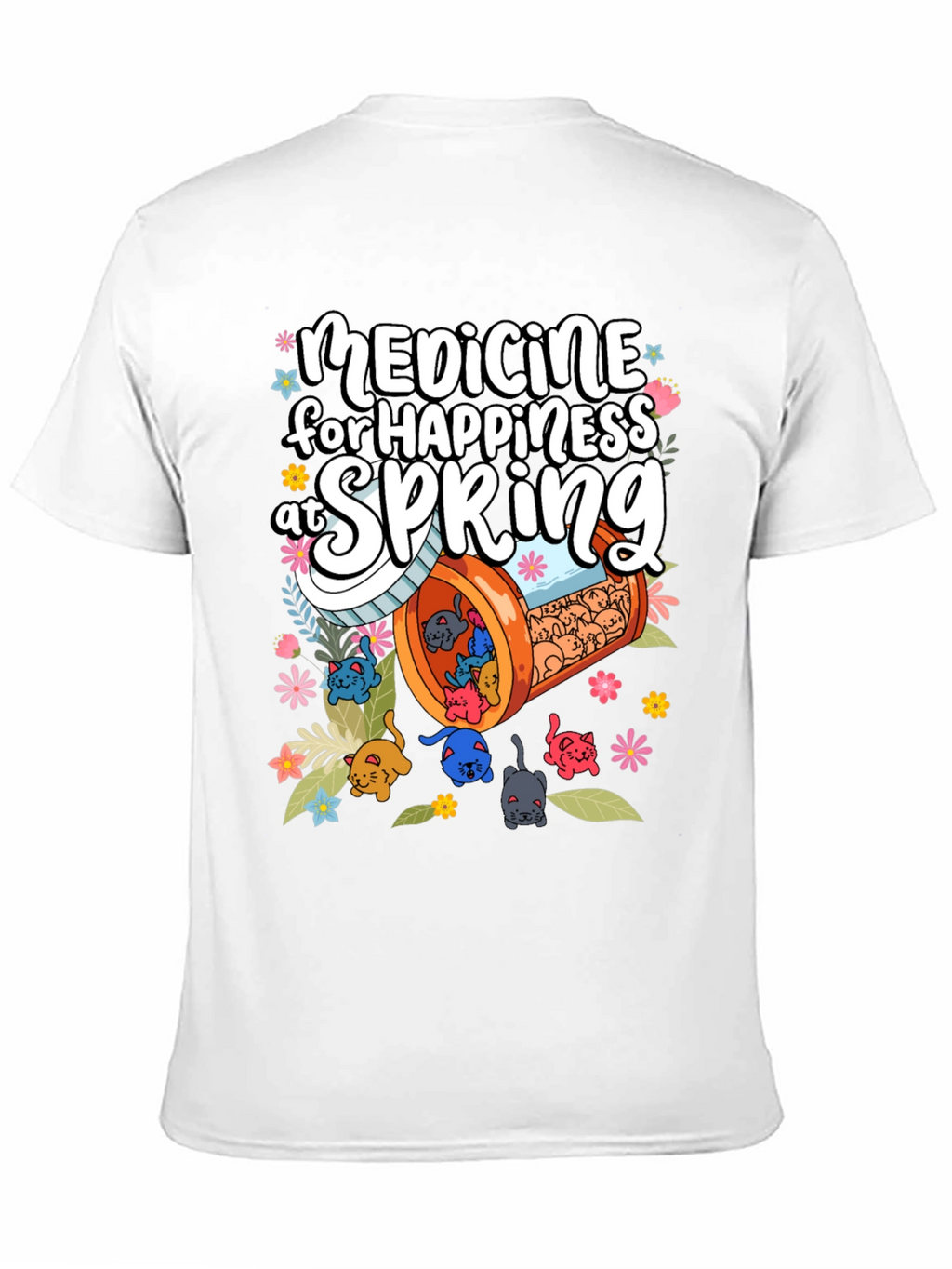 Medicine for Happiness at Spring Black T-Shirt