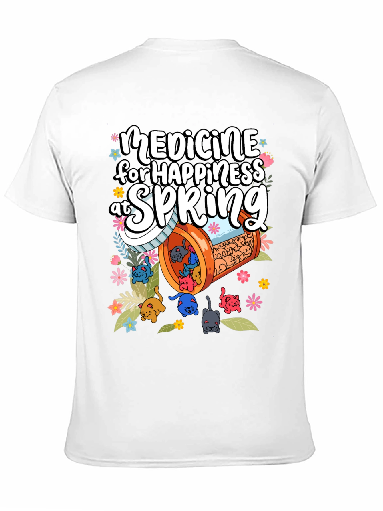Medicine for Happiness at Spring Black T-Shirt