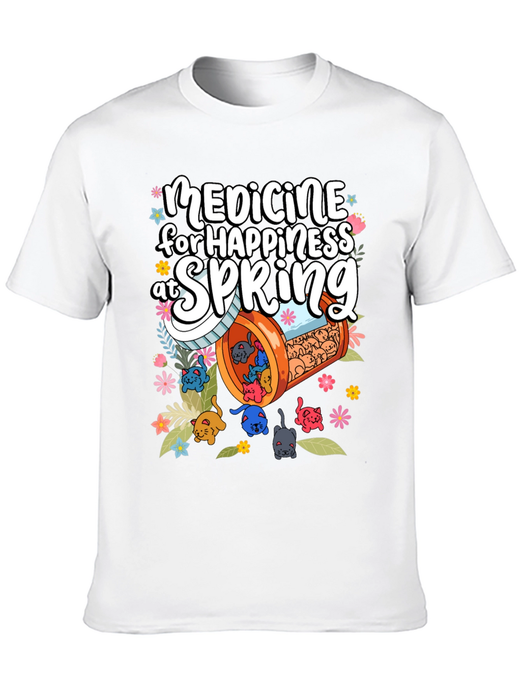 Medicine for Happiness at Spring Black T-Shirt