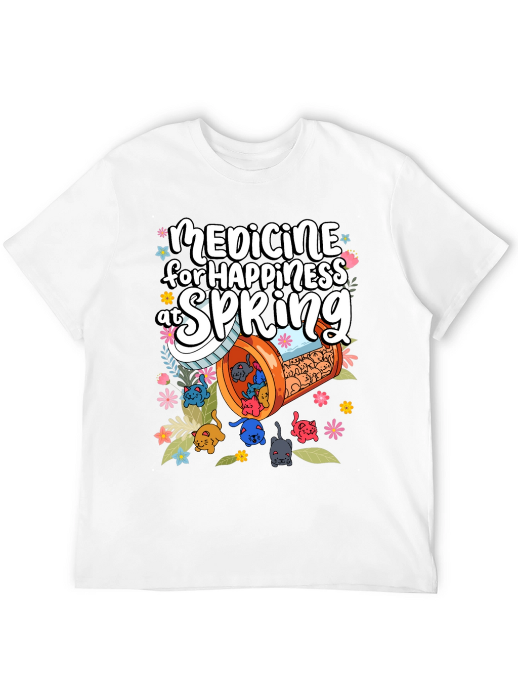 Medicine for Happiness at Spring Black T-Shirt