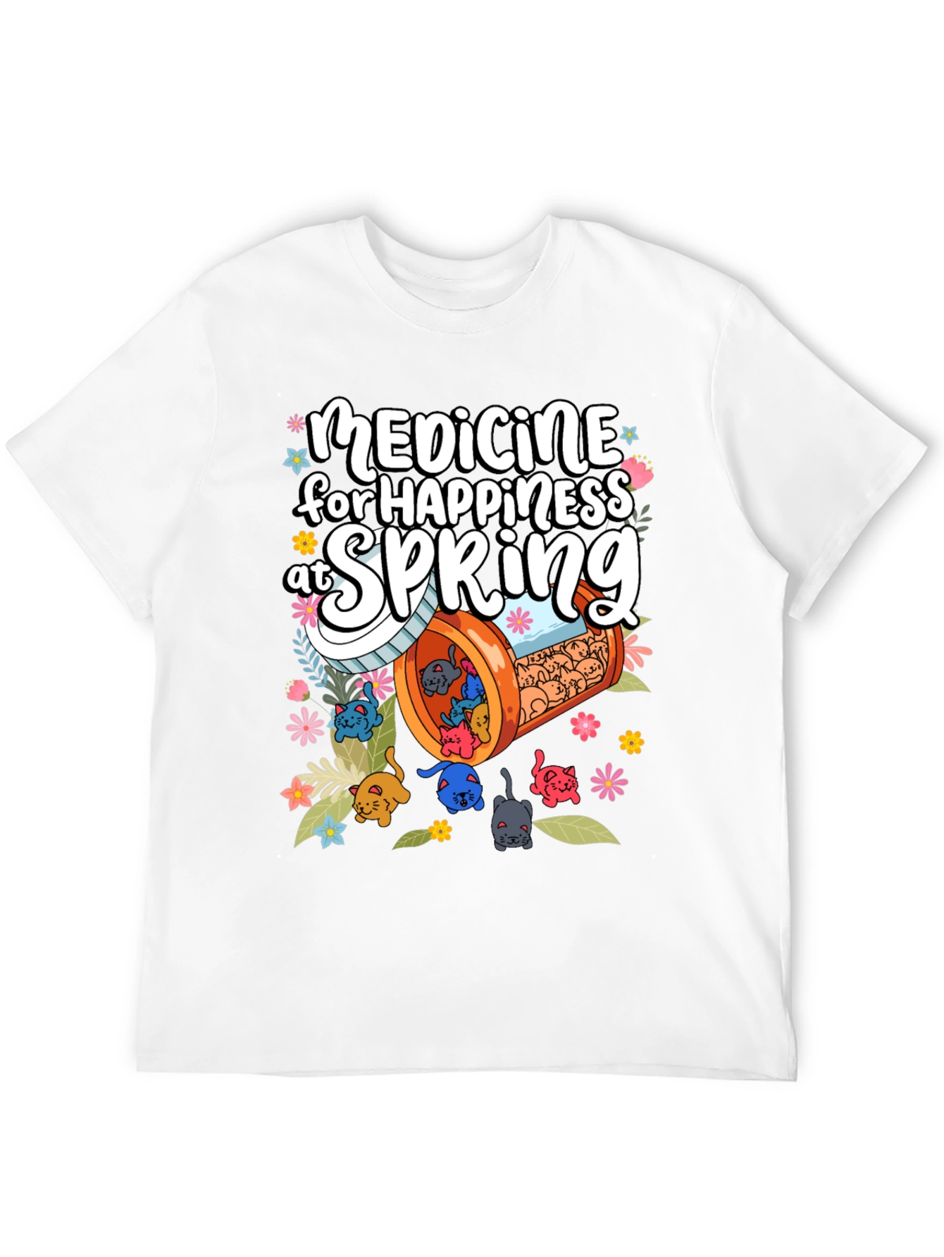 Medicine for Happiness at Spring Black T-Shirt