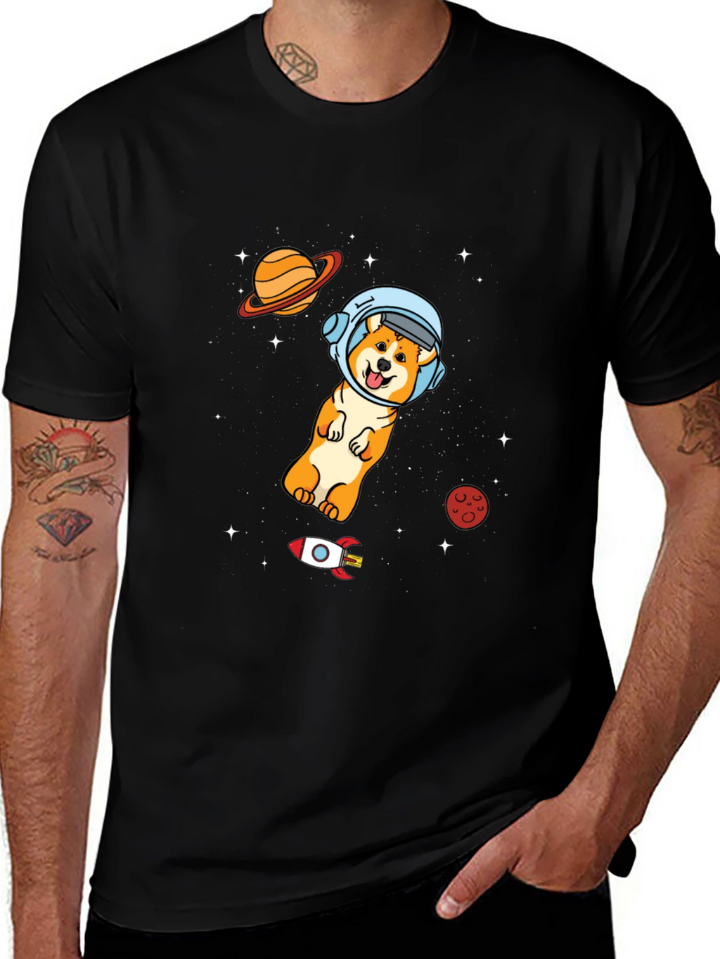 Space Doge T-Shirt - Cute Astronaut Dog Graphic Tee