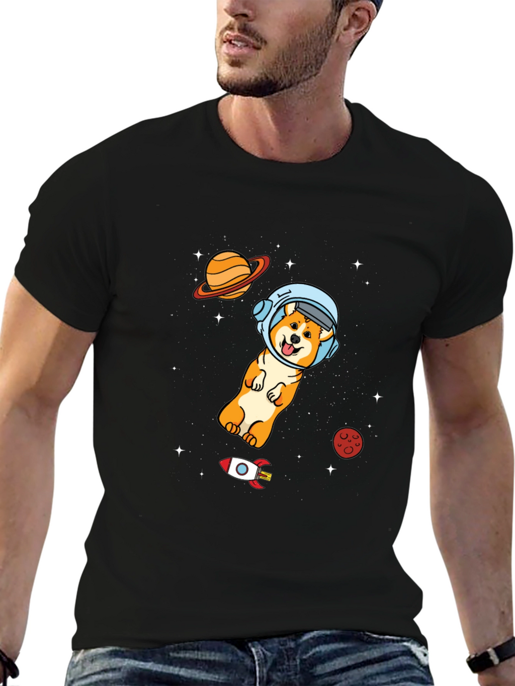Space Doge T-Shirt - Cute Astronaut Dog Graphic Tee