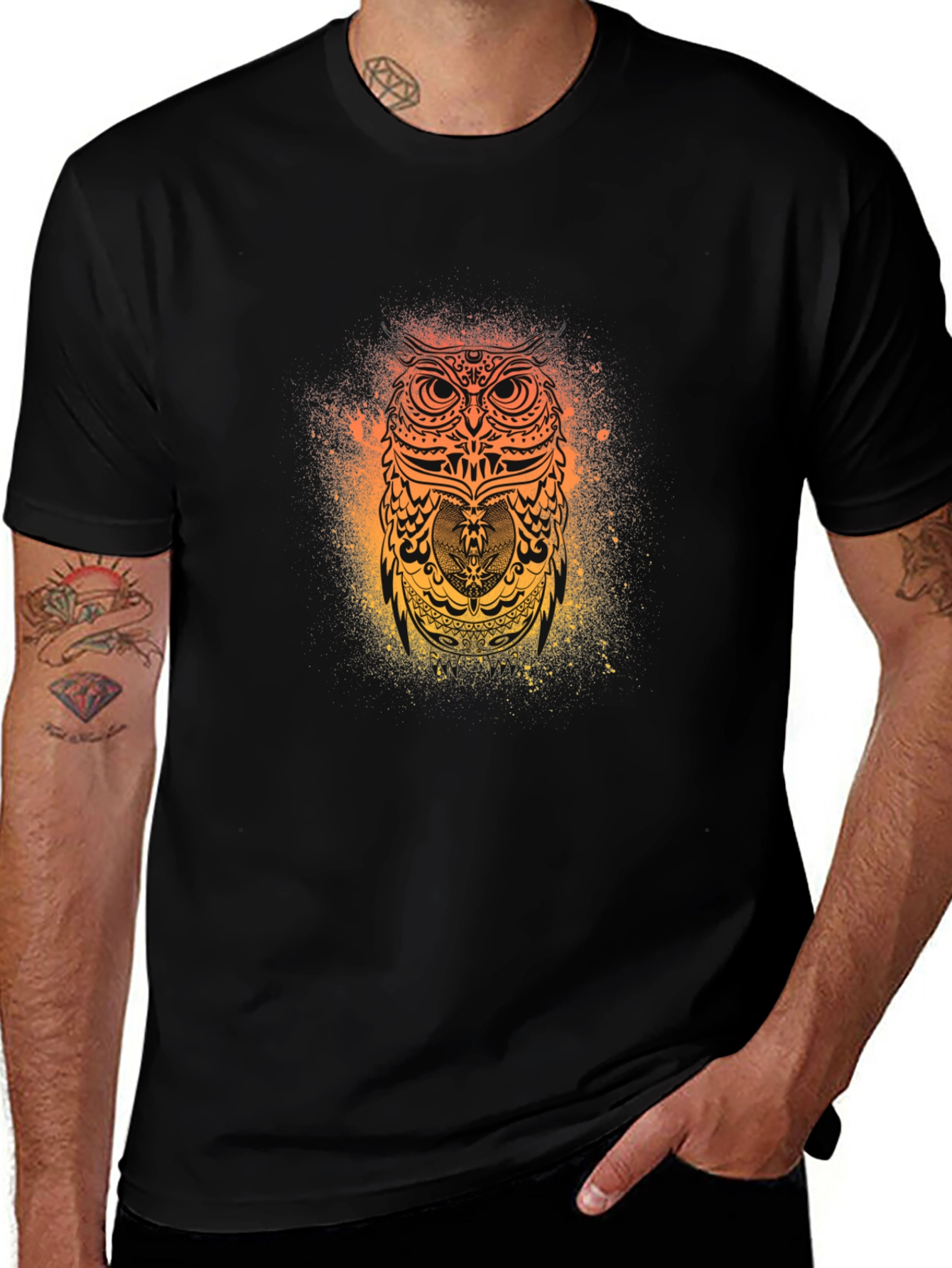 Mystic Owl Graphic Black T-Shirt