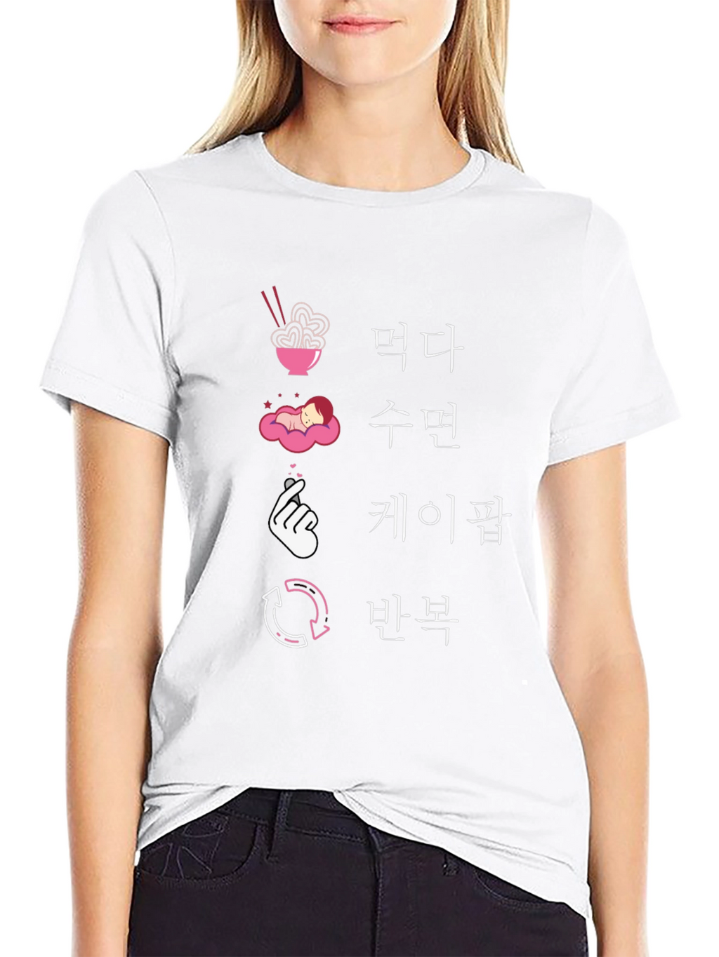 Eat Sleep K-Pop Repeat Black Graphic Tee