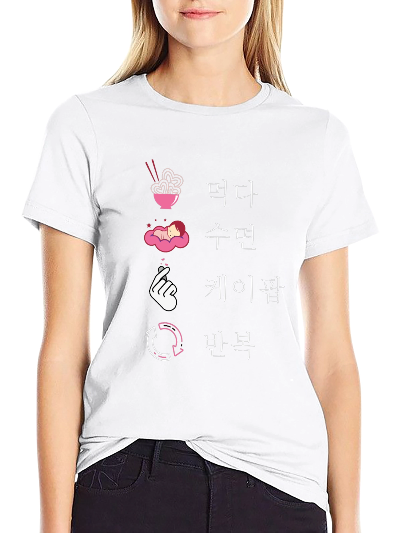 Eat Sleep K-Pop Repeat Black Graphic Tee
