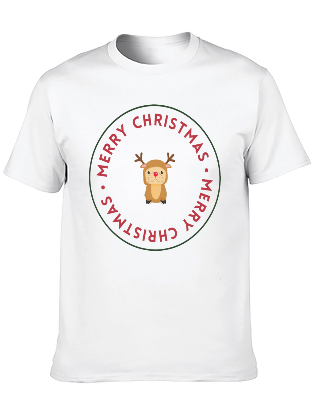Merry Christmas Reindeer Dog Black T-Shirt