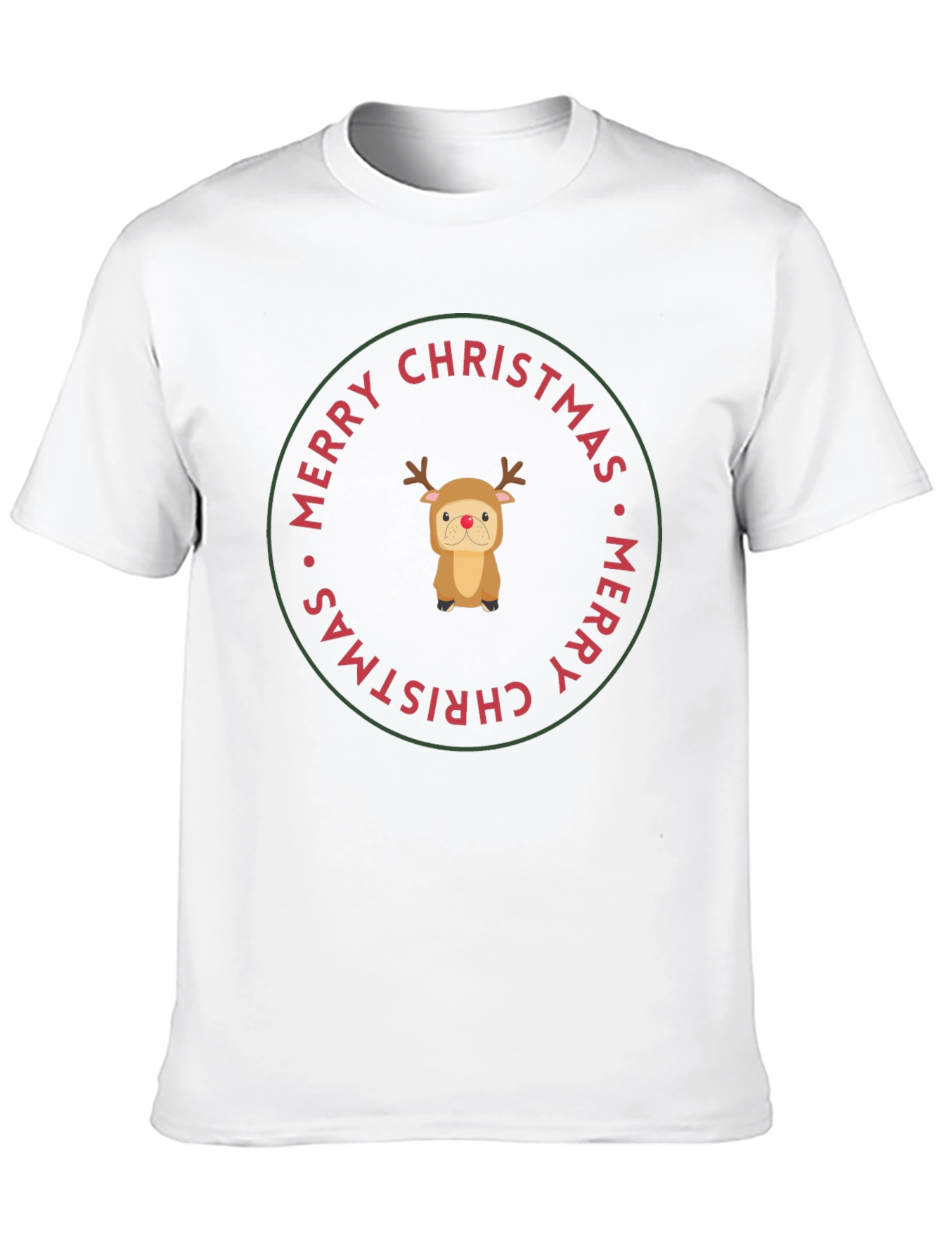 Merry Christmas Reindeer Dog Black T-Shirt