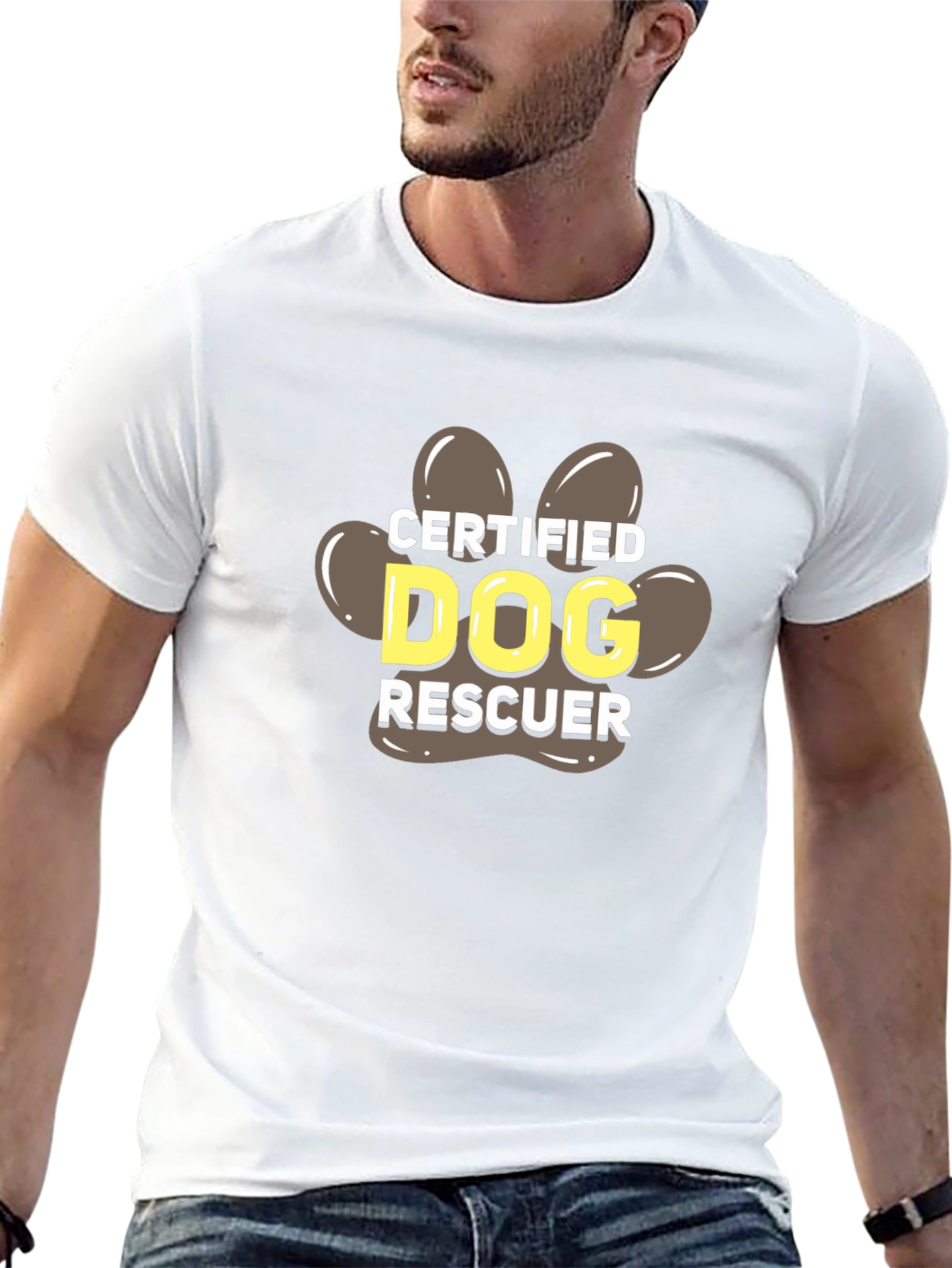 Certified Dog Rescuer Paw Print T-Shirt