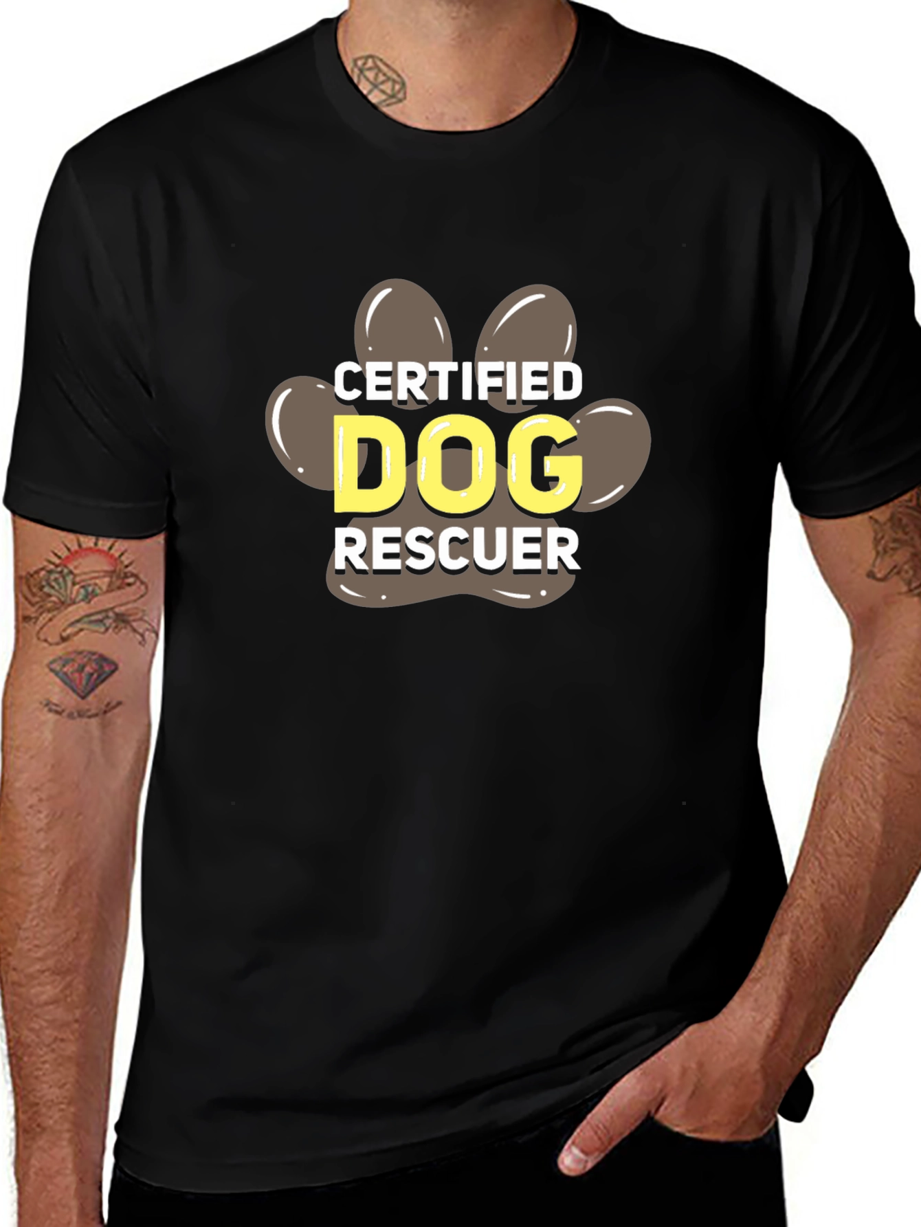 Certified Dog Rescuer Paw Print T-Shirt