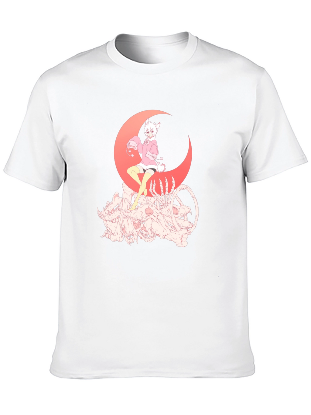 Gothic Anime T-Shirt - Moon & Skulls