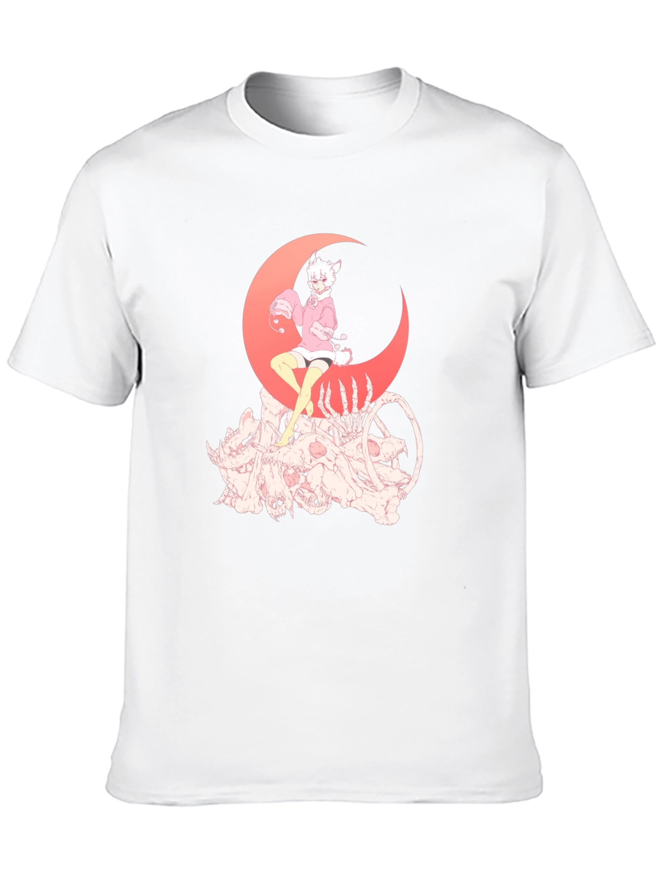 Gothic Anime T-Shirt - Moon & Skulls